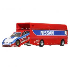 Transportator hot wheels euro hauler cu masinuta nissan 300 zx gts scara 1:64