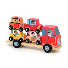 Camion cu 4 masinute din lemn vilac