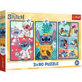 Puzzle trefl 3x800 stitch lumea lui stitch