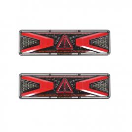 Set 2 lampi auto led spate, universale, pentru remorca, camion si trailer, utilaje agricole, 24v, functii semnalizare dinamica, pozitie, stop, 46x13cm, rosu   galben   alb