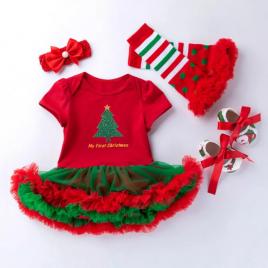 Rochita body cu maneci scurte si fustita tutu - bradulet (marime disponibila: