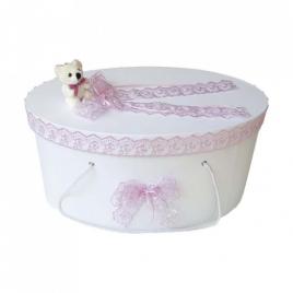 Cutie trusou botez dantela lila si ursulet, denikos® 392