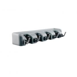 Organizator multifunctional de perete matura si mop, cu 5 carlige si 4 locasuri
