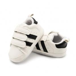Adidasi albi cu dungi negre - white (marime disponibila: 6-9 luni (marimea 19