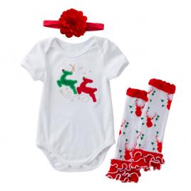 Costumas din 3 piese pentru bebelusi - renii dragalasi (marime disponibila: 3-6
