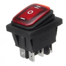 Intrerupator rectangular cu 3 pozitii, iluminat led, waterproof, pentru