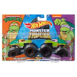 Set 2 masini monster truck michelangelo si donatello hot wheels scara 1:64