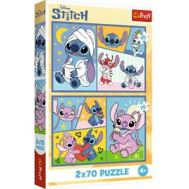Puzzle trefl 2x70 stitch nu exista plictiseala cu stitch