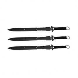 Set trei sabii de vanatoare ideallstore®, last ronin, maner textil, 68.5 cm, negru