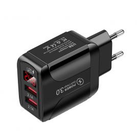 Adaptor universal priza cu 2 usb qc 3.0, afisaj led, 5.1a