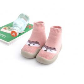Mocasini roz cu talpa antiderapanta - happy teddy (marime disponibila: marimea