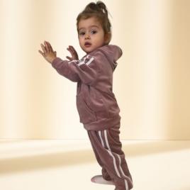 Trening roz pudra din catifea pentru fetite (marime disponibila: 18-24 luni)