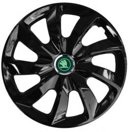 Set 4 capace roti 17 inch, stig negru lucios, compatibil cu skoda nou verde
