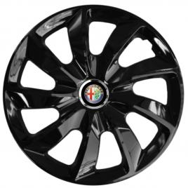 Set 4 capace roti 17 inch, stig negru lucios, compatibil cu alfa romeo