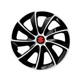 Set 4 capace roti 14 inchi, compatibil cu suzuki, model stig extra black & white