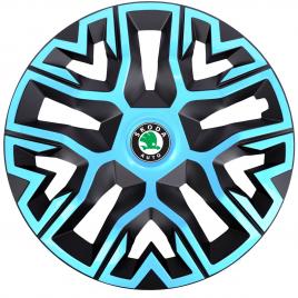 Set 4 capace roti 15 `` best azur-negru, compatibile cu skoda