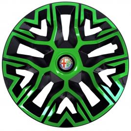 Set 4 capace roti 15 `` best verde-negru, compatibile cu alfa romeo