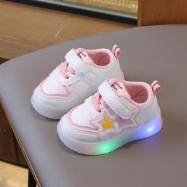 Adidasi albi cu luminite si stelute colorate (marime disponibila: marimea 23)