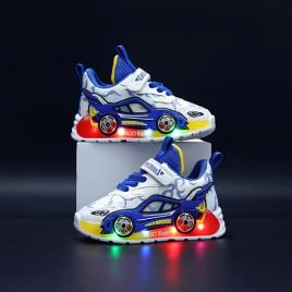 Adidasi cu luminite pentru baietei - masinuta albastra (marime disponibila: