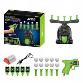 Set jucarie dark shot cu mingi levitante, pistol cu tinte si gloante din spuma – fluorescent