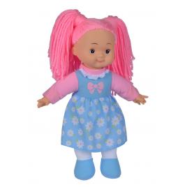 Papusa flower dolly din material textil 38cm cu parul roz