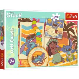 Puzzle trefl 200 stitch la plaja cu lilo si stitch
