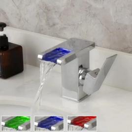 Baterie lavoar, crom, lumina rgb, schimbare de culoare in functie de temperatura apei, od3014