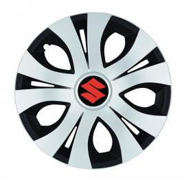 Set 4 capace roti top gri-negru r15, compatibil cu suzuki