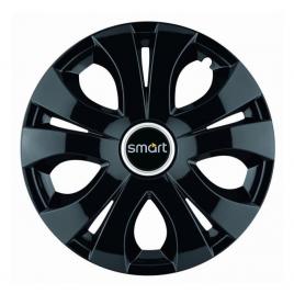 Set 4 capace roti top negru r16, compatibil cu smart