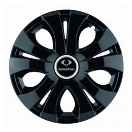 Set 4 capace roti top negru r16, compatibil cu ssangyoung