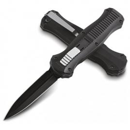 Cuțit automat cu spargator de sticla, depox®, lama otel, 23 cm, negru