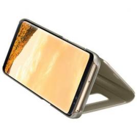Husa Book compatibil Samsung galaxy S7 Edge Gold Clear view