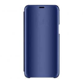 Husa Luxury Flip Stand Mirror compatibila cu Samsung Galaxy A30s Capac semitransparent Tip oglinda Functie de stand Blue