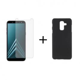 Pachet Folie Sticla + Husa silicon Neagra Samsung Galaxy A6 PLUS 2018