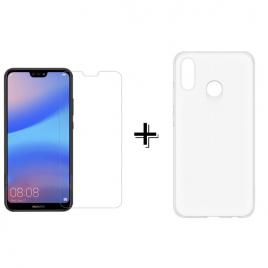 Pachet Folie Sticla + Husa silicon transparenta Huawei P20 PRO