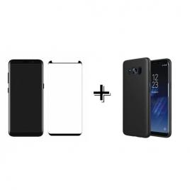 Pachet Folie Sticla 3D + Husa silicon Neagra Samsung Galaxy S8 Taiat