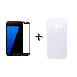 Pachet Folie Sticla 3D + Husa silicon Transparenta Samsung Galaxy S6 Edge