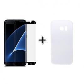 Pachet Folie Sticla 3D + Husa silicon Transparenta Samsung Galaxy S7 Edge