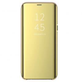Husa Samsung Galaxy A50 Clear View Gold Oglinda Flip Standing Cover Aurie Permite vizualizarea prin capacul superior