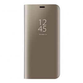 Husa Huawei Mate 20 Lite Clear View Gold Aurie Oglinda Flip Standing Cover . Permite vizualizarea prin capacul superior