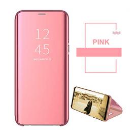 Husa Protectie Toc Flip Cover Clear View Mirror Samsung Galaxy A80 Roz