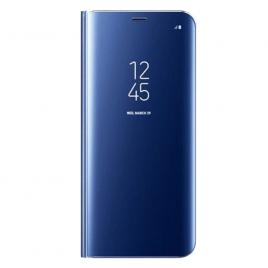 Husa Carte Clear View pentru Samsung Galaxy A51 Functie Stand Albastru