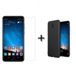 Pachet Folie Sticla + Husa silicon Neagra Huawei MATE 20 LITE