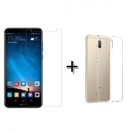 Pachet Folie Sticla + Husa silicon transparenta Huawei MATE 20 LITE