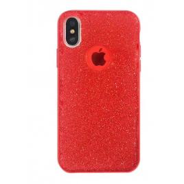 Husa protectie pentru Apple X Plastic Sclipici Capac Spate-ROSU