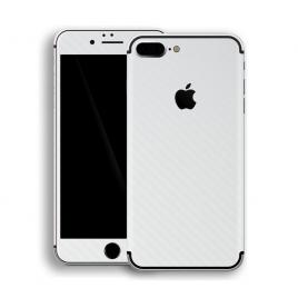 Sticker protectie spate imitatie fibra de carbon pentru Apple iPhone 7 Plus/8 Plus Alb
