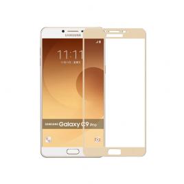 Folie protectie sticla securizata full size pentru Samsung GalaxY C9 Pro auriu