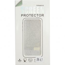 Colant sticker model carbon argintiu Silver iphone 6/6S + folie protectie ecran