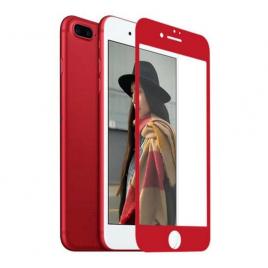 Folie din sticla contur fibra OkMore pentru iPhone 7 Plus rosu