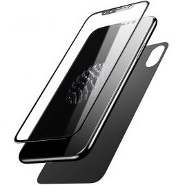 Folie protectie din sticla securizata curbata iPhone X ecran si spate Full Cover 5D FULL GLUE Neagra
